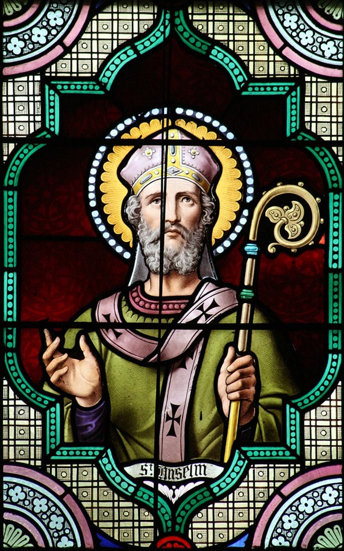 St. Anselm image in stained glass. 