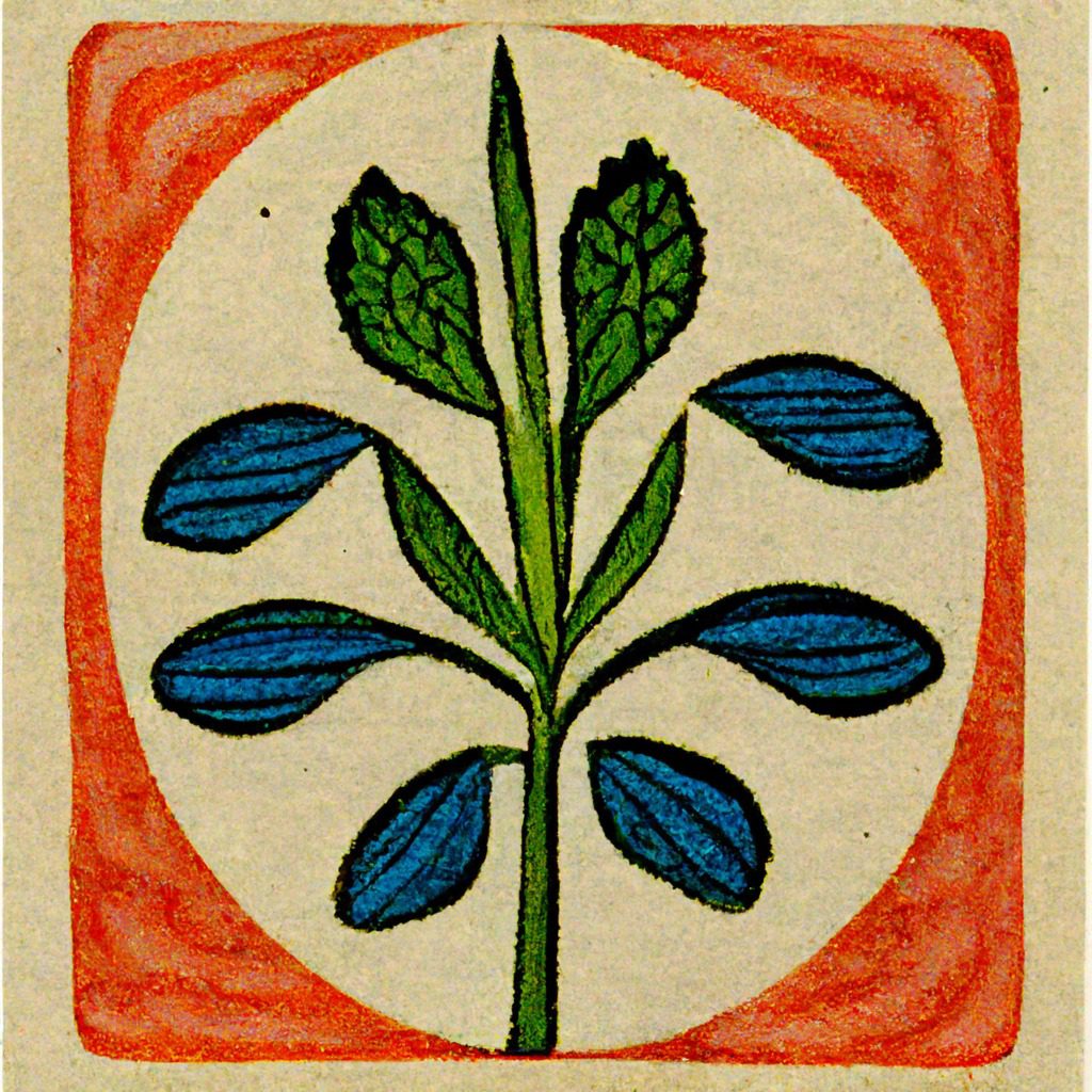 Blue Sage Glyph drawn in the style of Hundertwasser