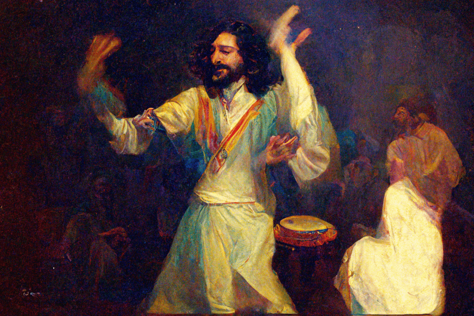 Jesus dancing to Music